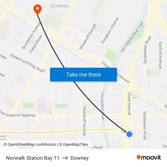 Norwalk Station Bay 11 to Downey map