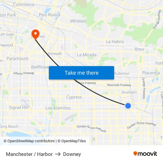 Manchester / Harbor to Downey map