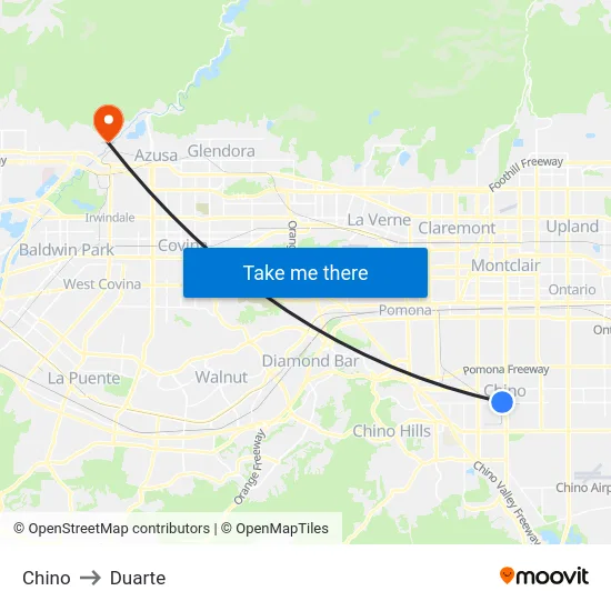 Chino to Duarte map
