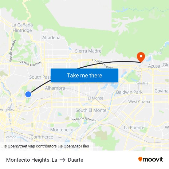 Montecito Heights, La to Duarte map