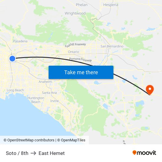 Soto / 8th to East Hemet map