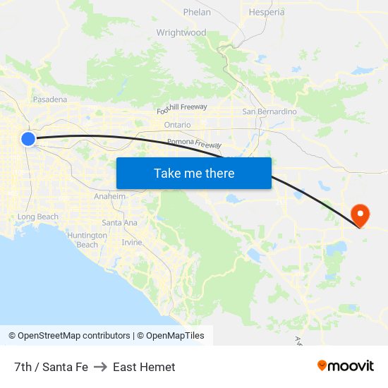 7th / Santa Fe to East Hemet map