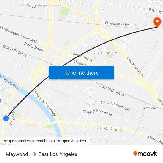 Maywood to East Los Angeles map