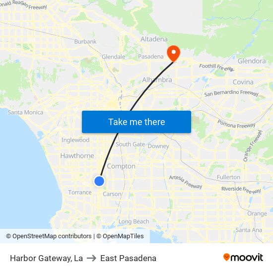Harbor Gateway, La to East Pasadena map
