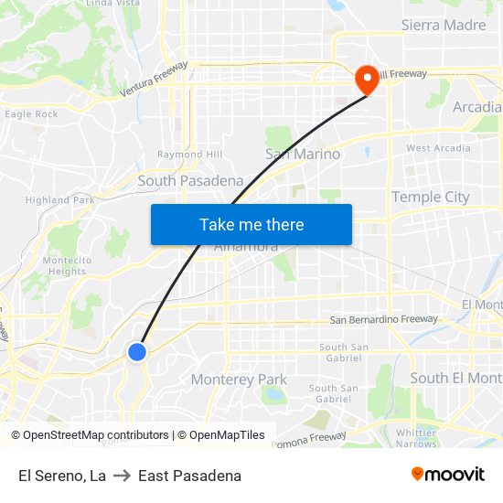 El Sereno, La to East Pasadena map