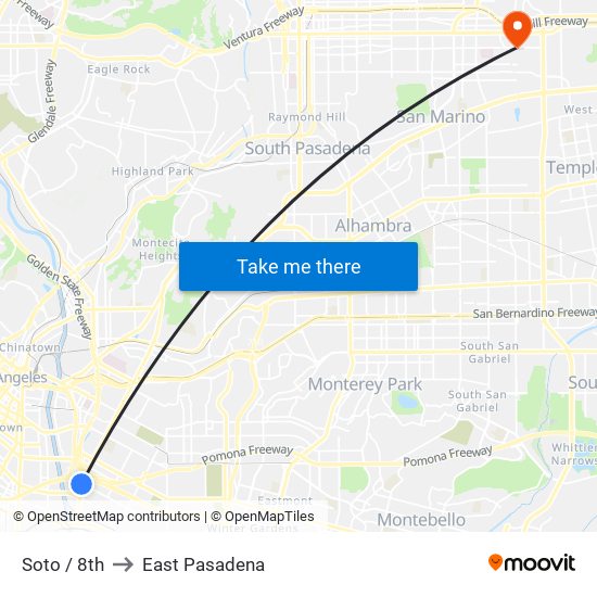 Soto / 8th to East Pasadena map