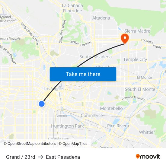 Grand / 23rd to East Pasadena map