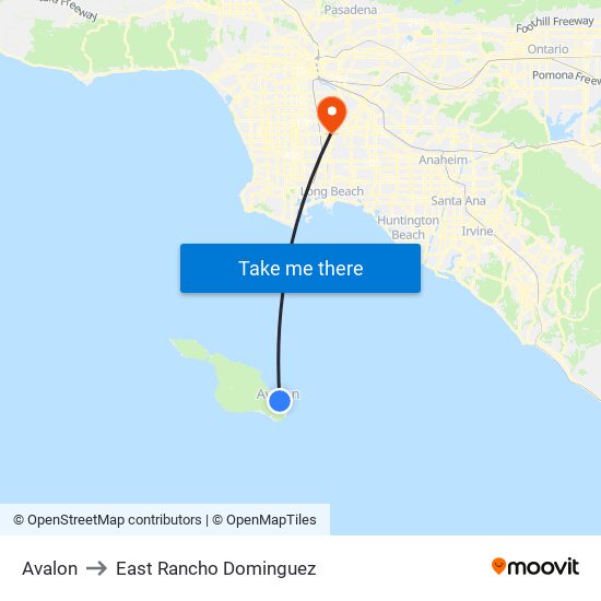 Avalon to East Rancho Dominguez map