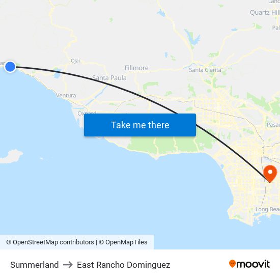 Summerland to East Rancho Dominguez map