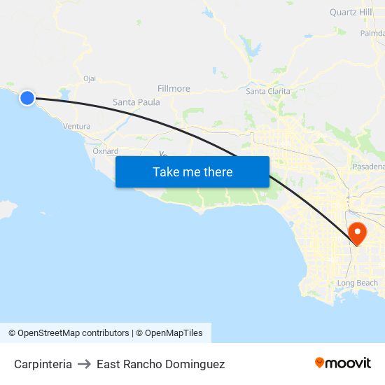 Carpinteria to East Rancho Dominguez map