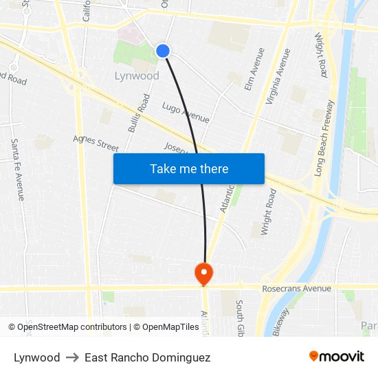 Lynwood to East Rancho Dominguez map