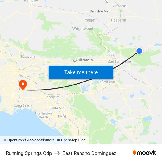 Running Springs Cdp to East Rancho Dominguez map