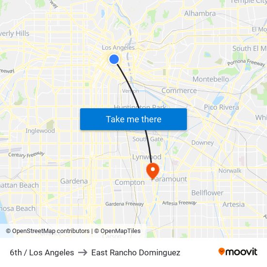 6th / Los Angeles to East Rancho Dominguez map