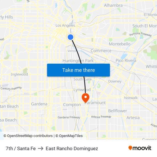 7th / Santa Fe to East Rancho Dominguez map