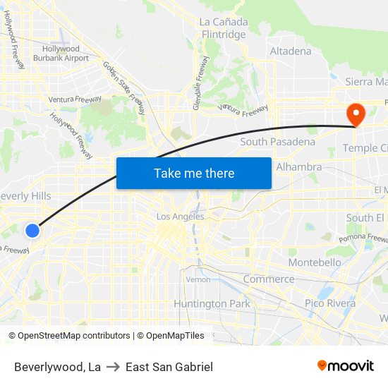 Beverlywood, La to East San Gabriel map