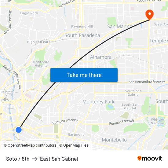 Soto / 8th to East San Gabriel map