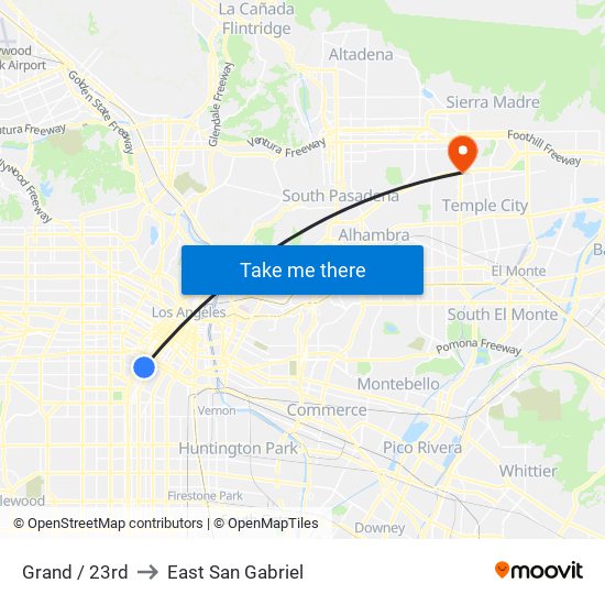 Grand / 23rd to East San Gabriel map