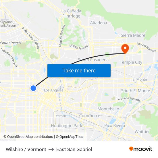 Wilshire / Vermont to East San Gabriel map