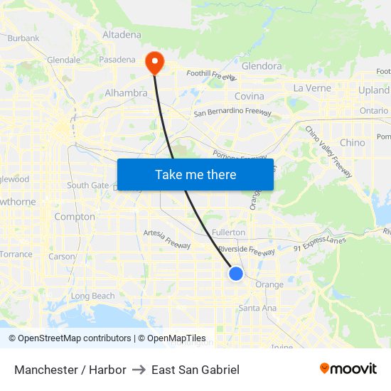 Manchester / Harbor to East San Gabriel map