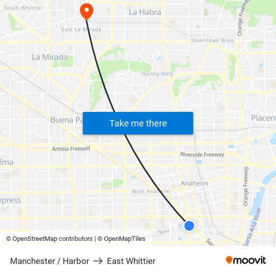 Manchester / Harbor to East Whittier map