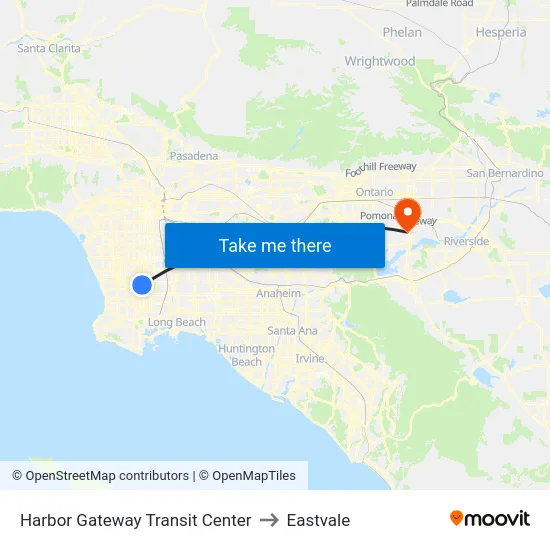 Harbor Gateway Transit Center to Eastvale map