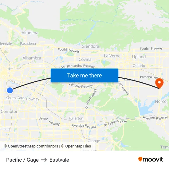 Pacific / Gage to Eastvale map