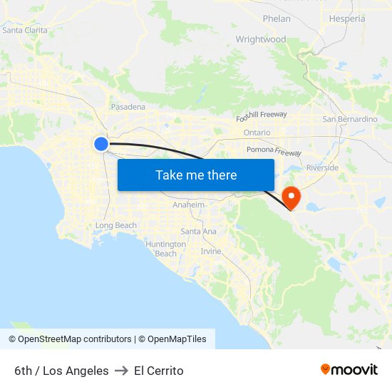 6th / Los Angeles to El Cerrito map