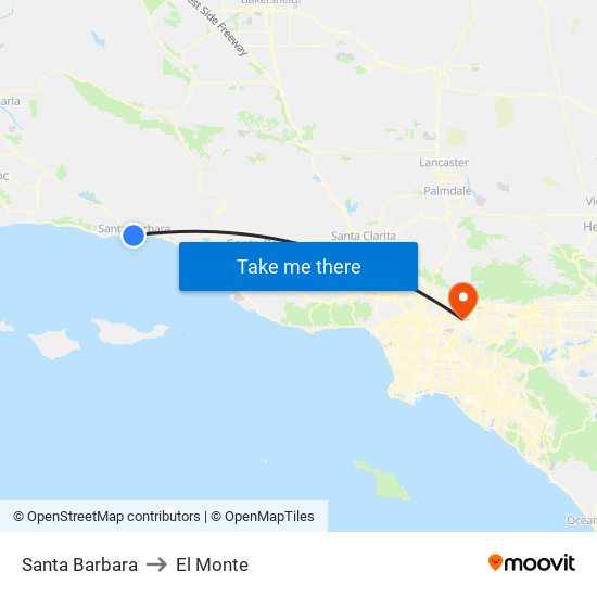 Santa Barbara to El Monte map