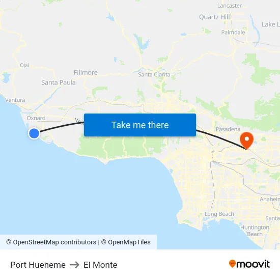 Port Hueneme to El Monte map