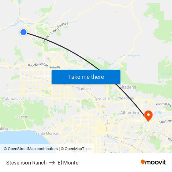 Stevenson Ranch to El Monte map