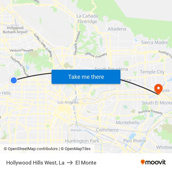 Hollywood Hills West, La to El Monte map