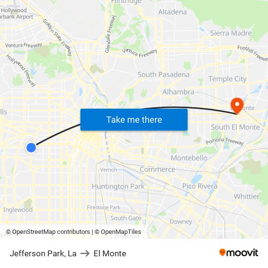 Jefferson Park, La to El Monte map