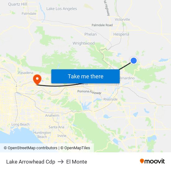 Lake Arrowhead Cdp to El Monte map