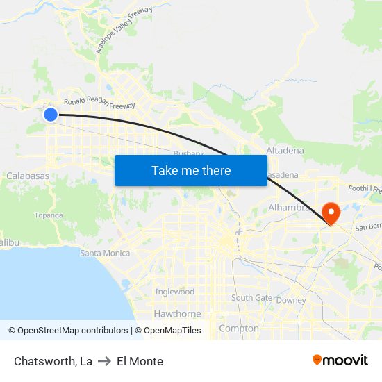 Chatsworth, La to El Monte map