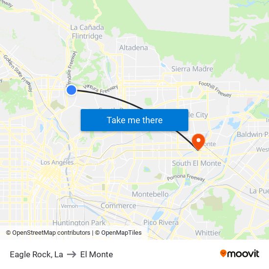 Eagle Rock, La to El Monte map