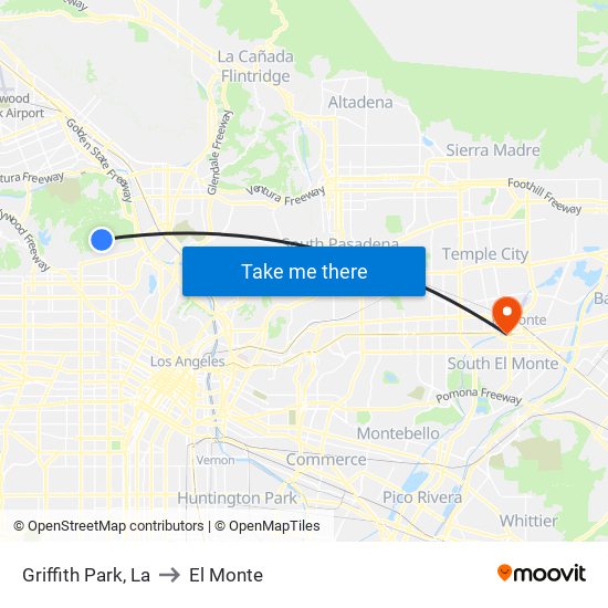 Griffith Park, La to El Monte map