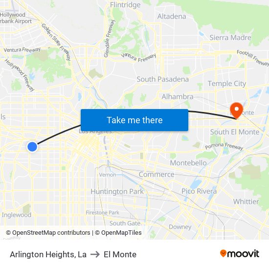 Arlington Heights, La to El Monte map