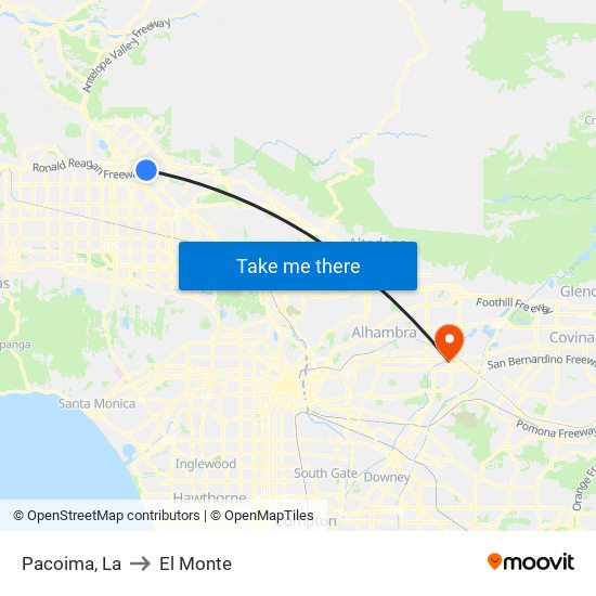 Pacoima, La to El Monte map