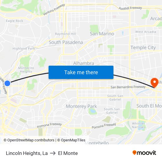 Lincoln Heights, La to El Monte map
