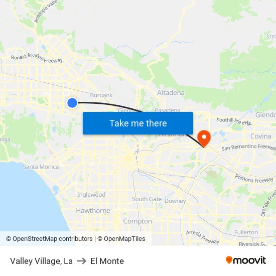 Valley Village, La to El Monte map