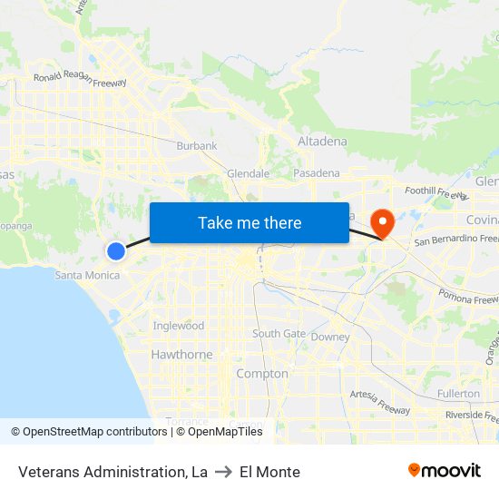 Veterans Administration, La to El Monte map