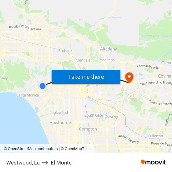 Westwood, La to El Monte map
