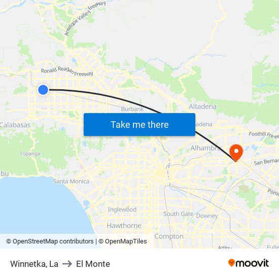 Winnetka, La to El Monte map