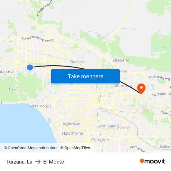 Tarzana, La to El Monte map