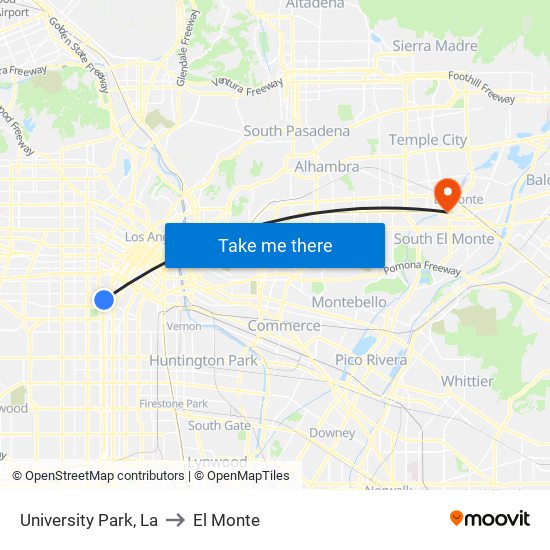 University Park, La to El Monte map