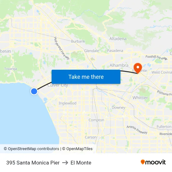 395 Santa Monica Pier to El Monte map