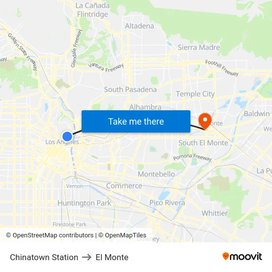 Chinatown Station to El Monte map
