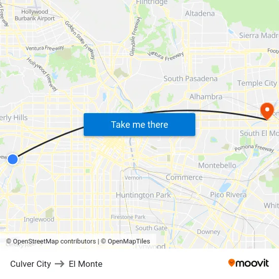 Culver City to El Monte map