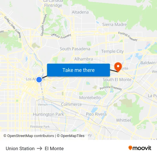 Union Station to El Monte map