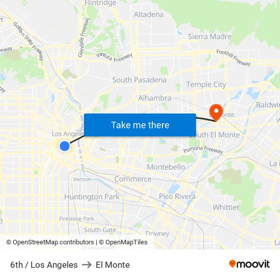 6th / Los Angeles to El Monte map